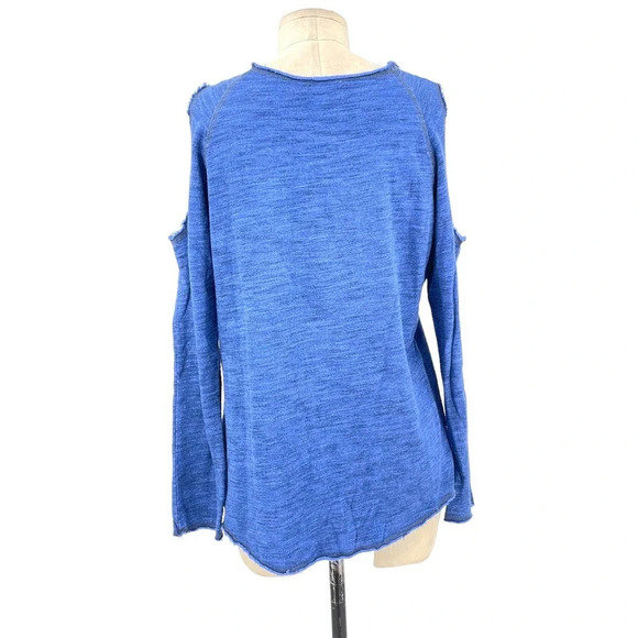 Nation LTD Clara Cold Shoulder Sweatshirt Top Blue Size Small - Picture 6 of 9
